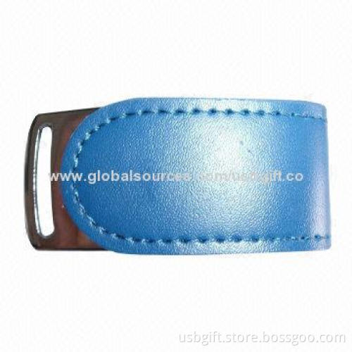 USB Flash Drive, 16GB Memory, Made of Leather Material, Fashionable Design